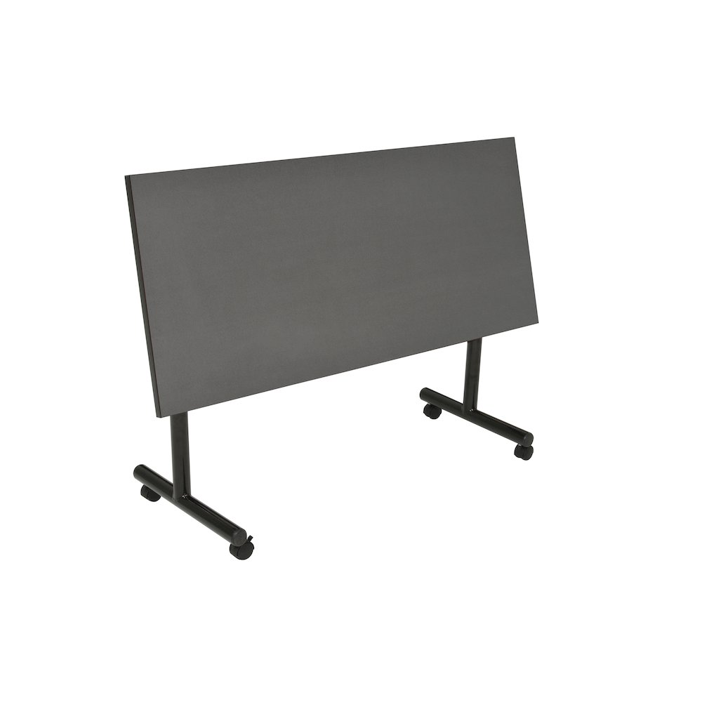 48 x 24 in. Flip-Top Privacy Nesting Table- Grey, 2 Zeng Stack Chairs- Black. Picture 2