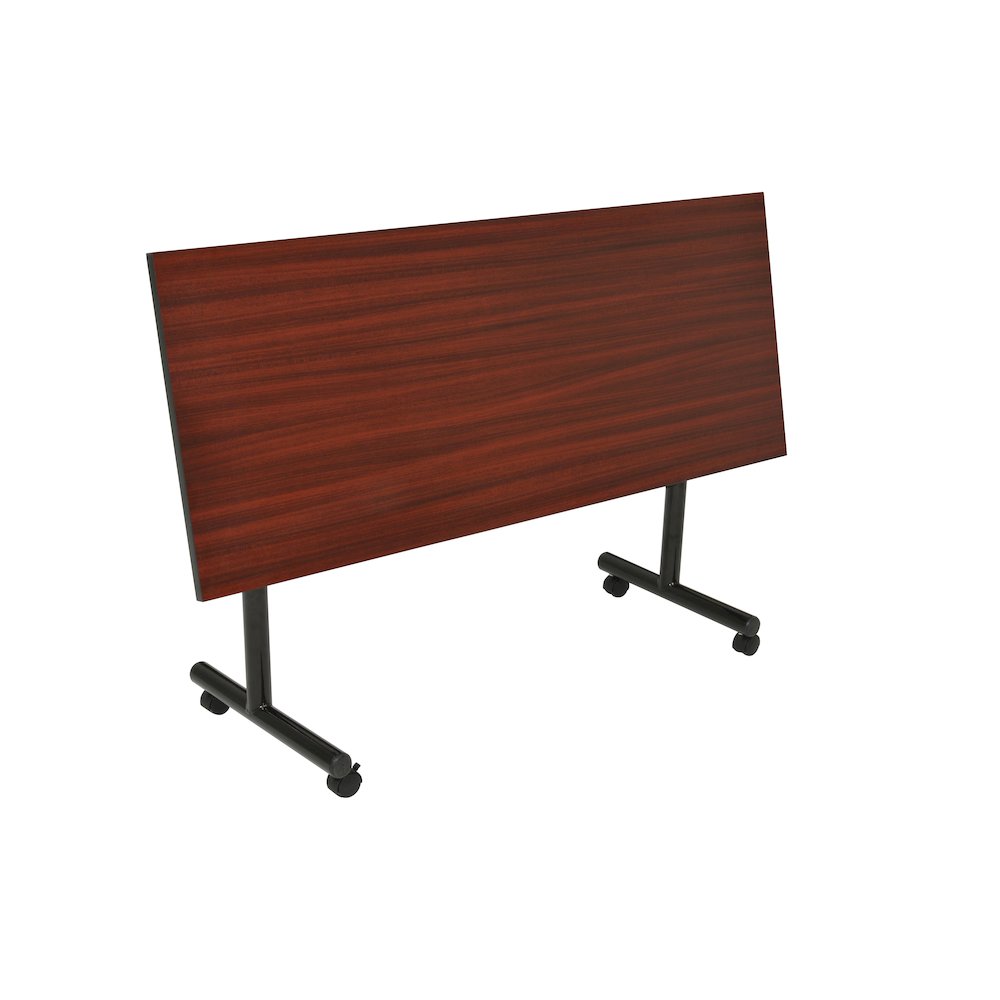 60 x 24 in. Flip-Top Privacy Nesting Table- Mahogany, 2 Zeng Stack Chairs- Black. Picture 2
