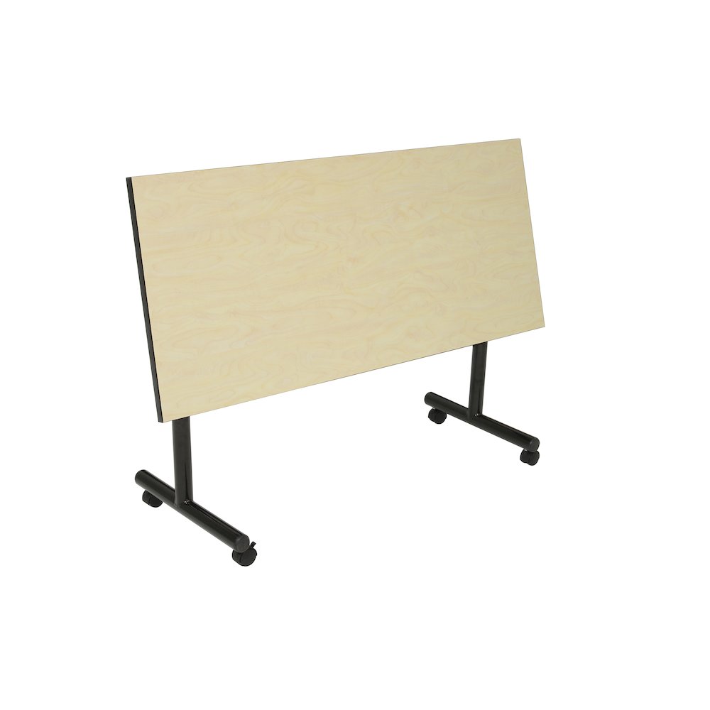 48 x 24 in. Flip-Top Privacy Nesting Table- Maple, 2 Zeng Stack Chairs- Grey. Picture 2