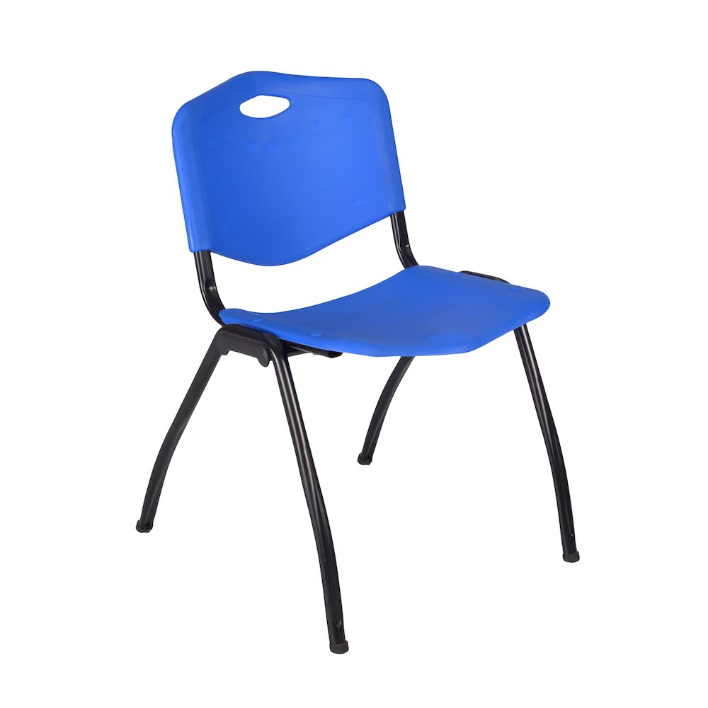 48 in. Round Breakroom Table- Maple, 4 M Stack Chairs- Blue. Picture 4
