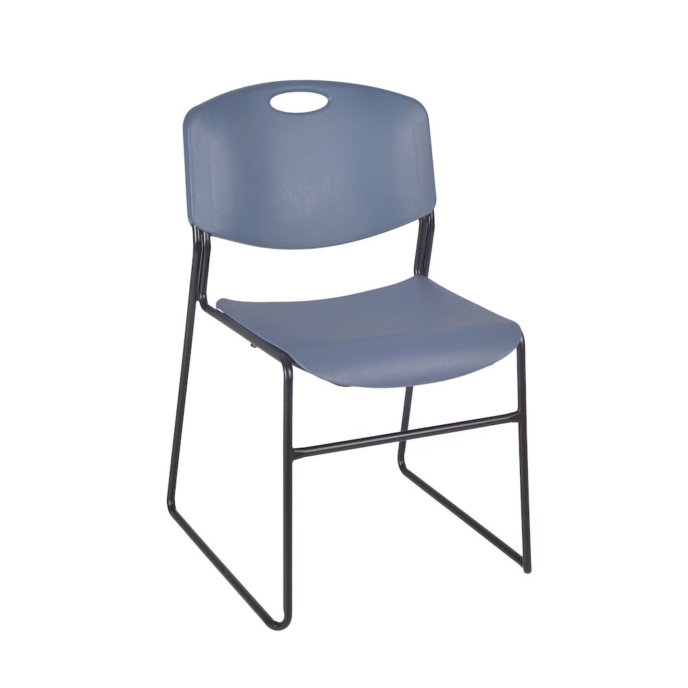 30 Square Breakroom Table- Maple Top, Chrome Base & 4 Zeng Stack Chairs- Blue. Picture 4