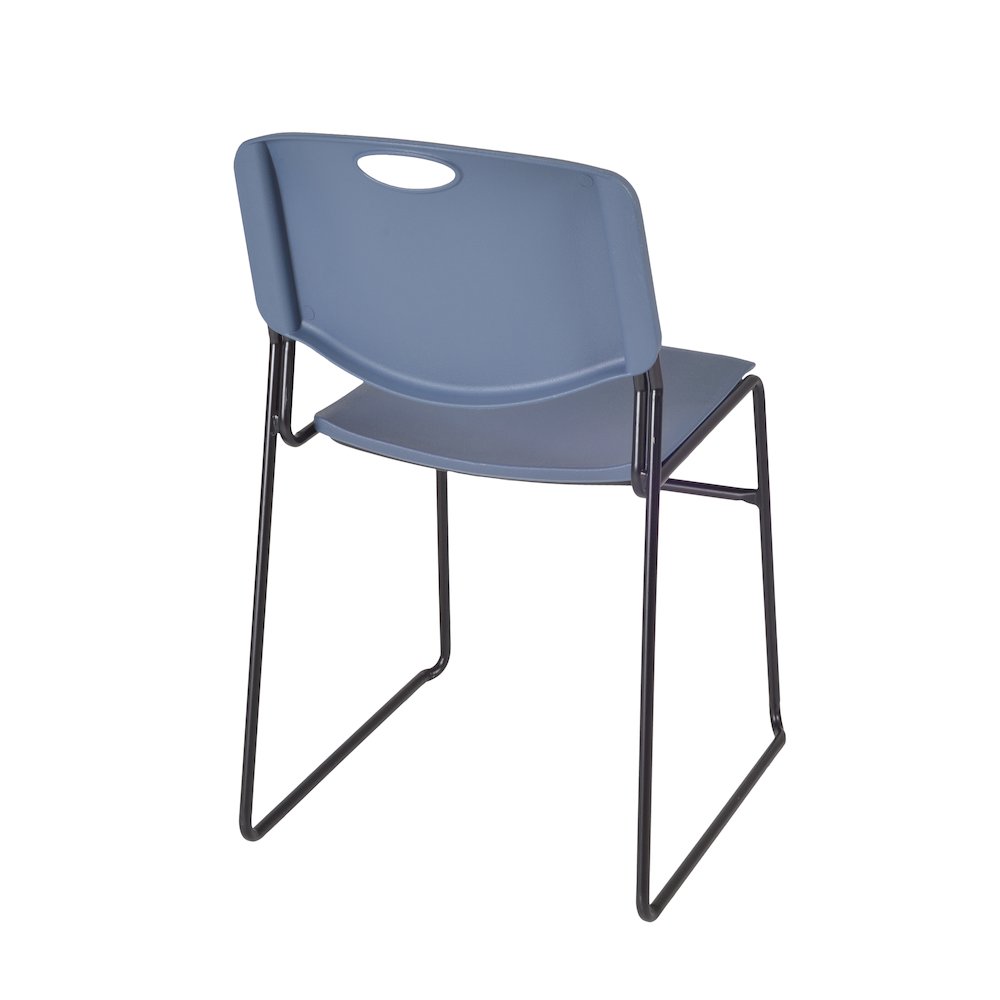 30 Square Breakroom Table- Maple Top, Chrome Base & 4 Zeng Stack Chairs- Blue. Picture 6