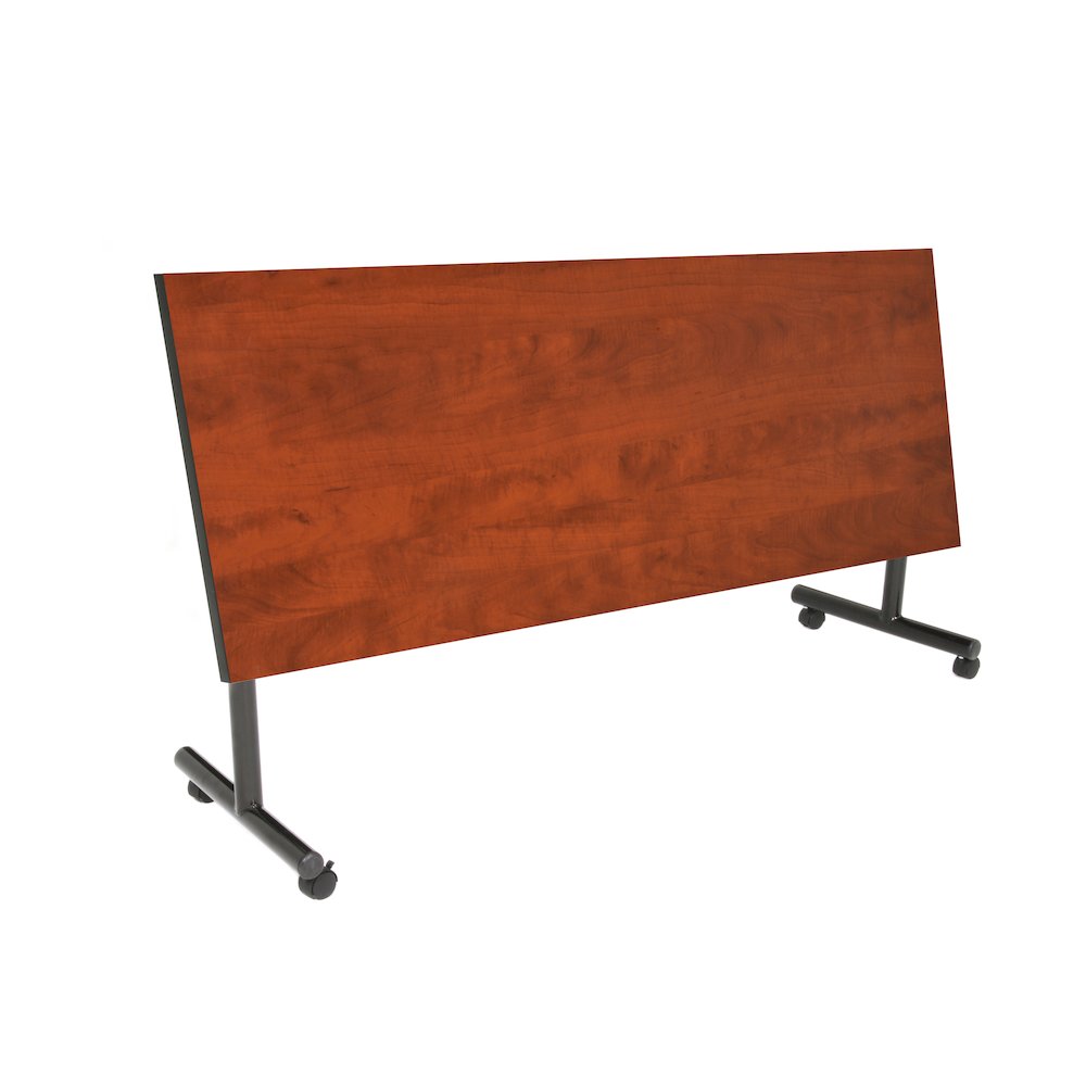 72 x 24 in. Flip-Top Privacy Nesting Table- Cherry, 2 M Stack Chairs- Blue. Picture 2