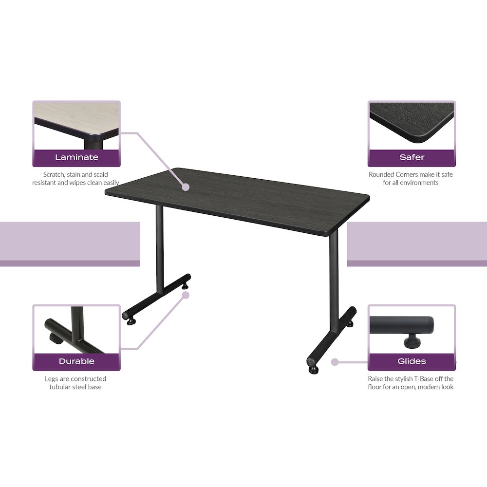 42 x 24 in. Mobile T-Base Training Seminar Table- Mahogany. Picture 4