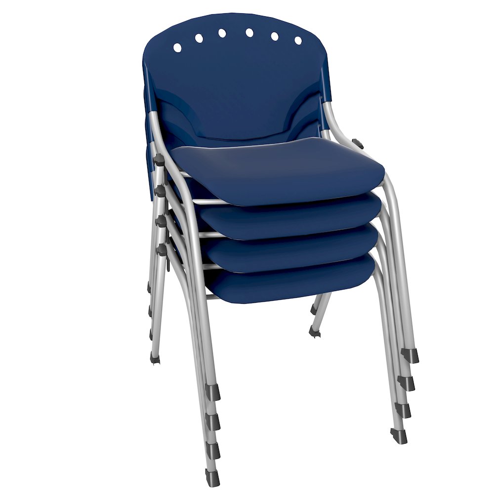 Rico Classroom Training Stack Chair Armless - Navy Blue - 4 Pack. Picture 1
