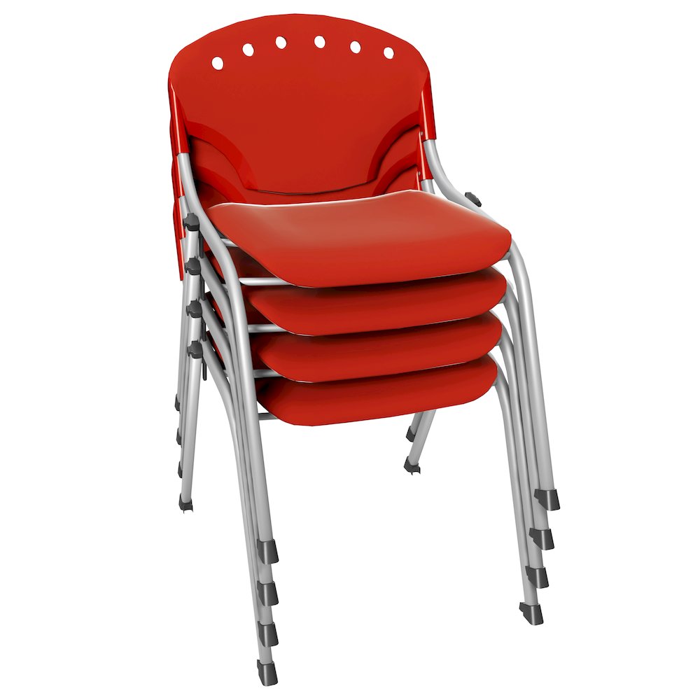 Rico Classroom Training Stack Chair Armless - Red - 4 Pack. Picture 1