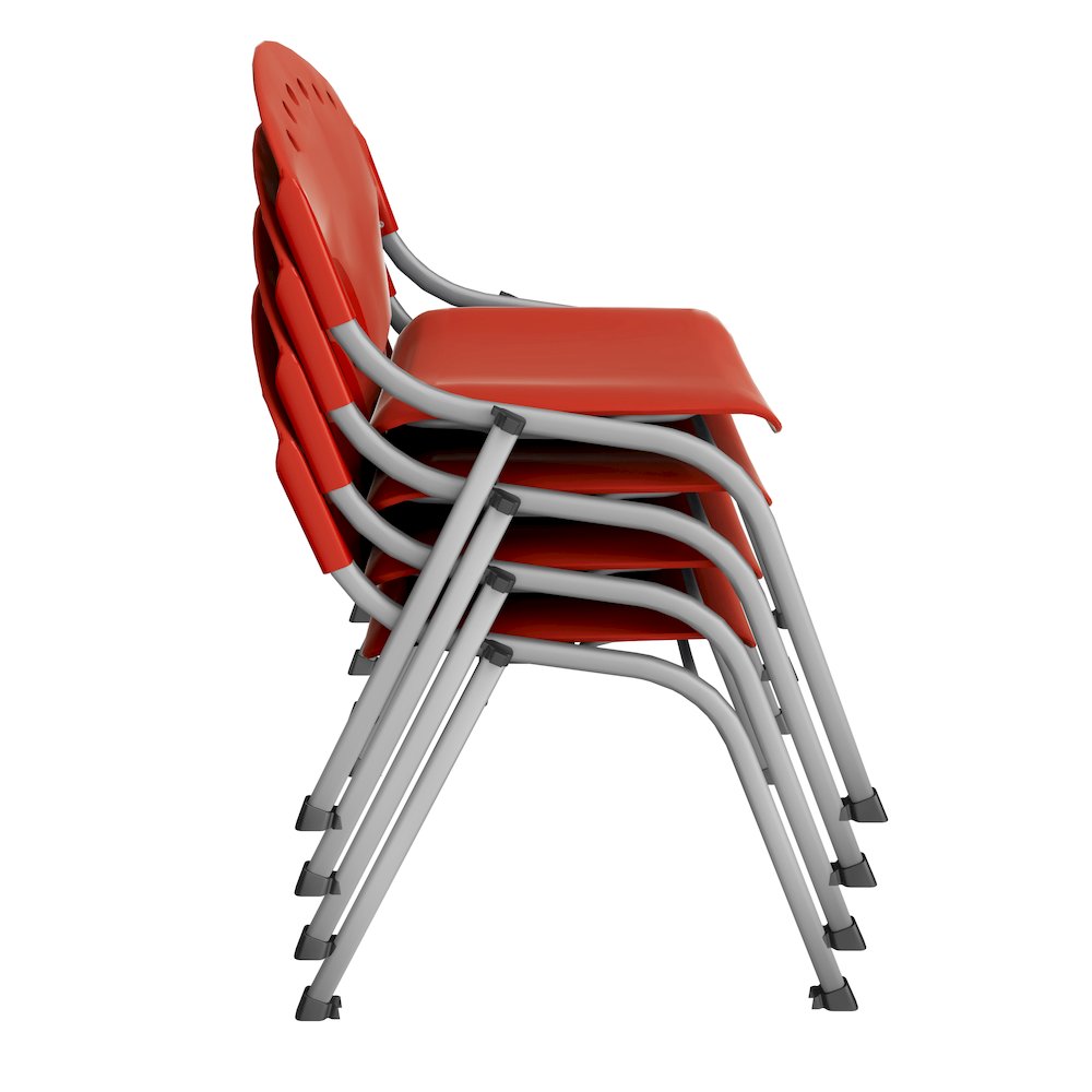 Rico Classroom Training Stack Chair Armless - Red - 4 Pack. Picture 4