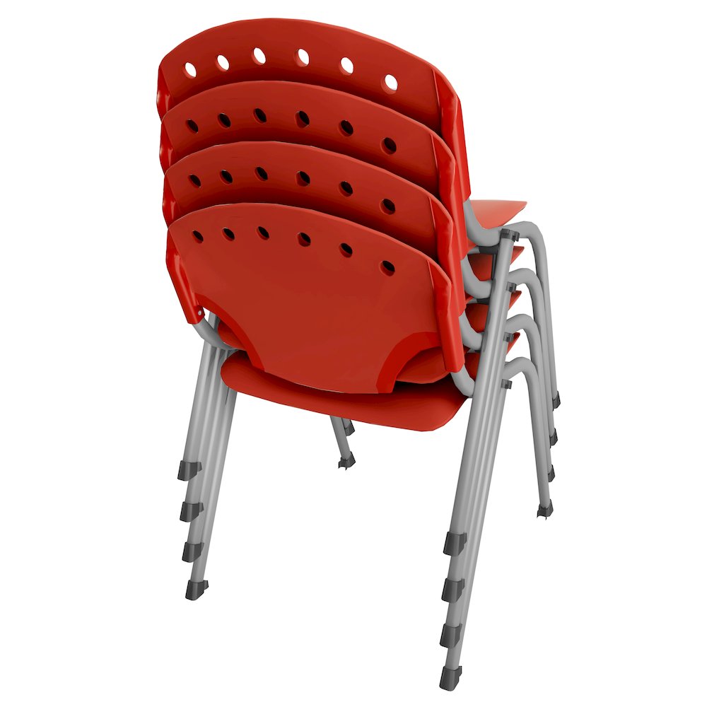 Rico Classroom Training Stack Chair Armless - Red - 4 Pack. Picture 5
