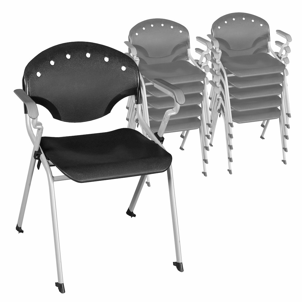 Rico Classroom Training Stack Chair with Arms - Black - 11 Pack. Picture 1