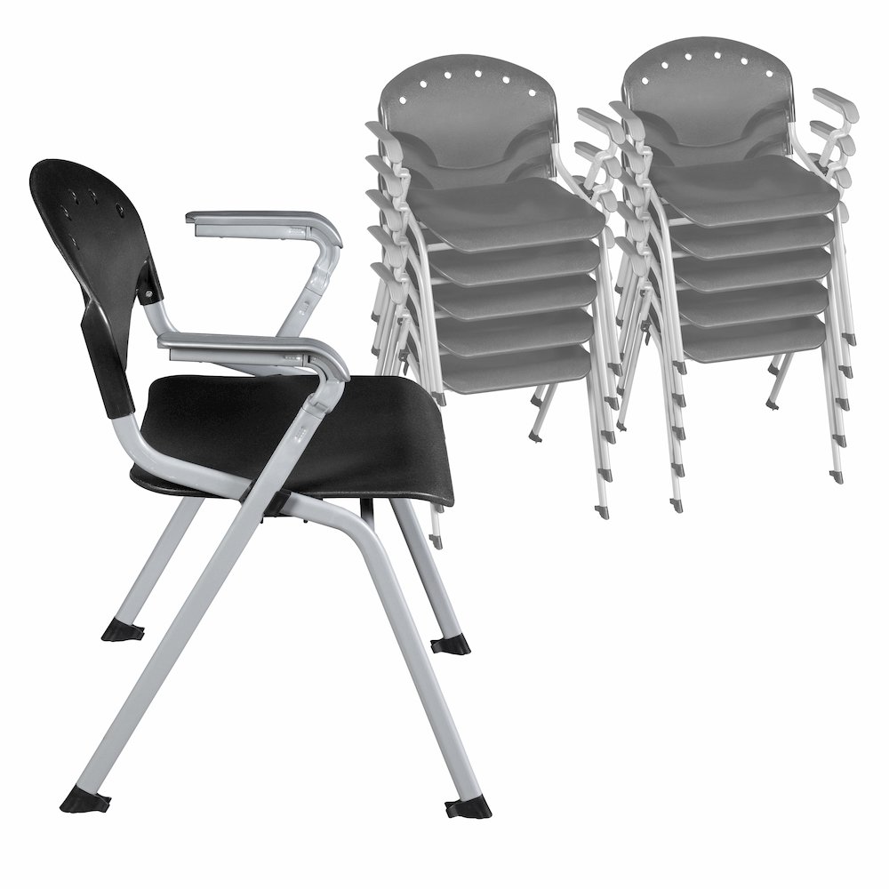 Rico Classroom Training Stack Chair with Arms - Black - 11 Pack. Picture 4