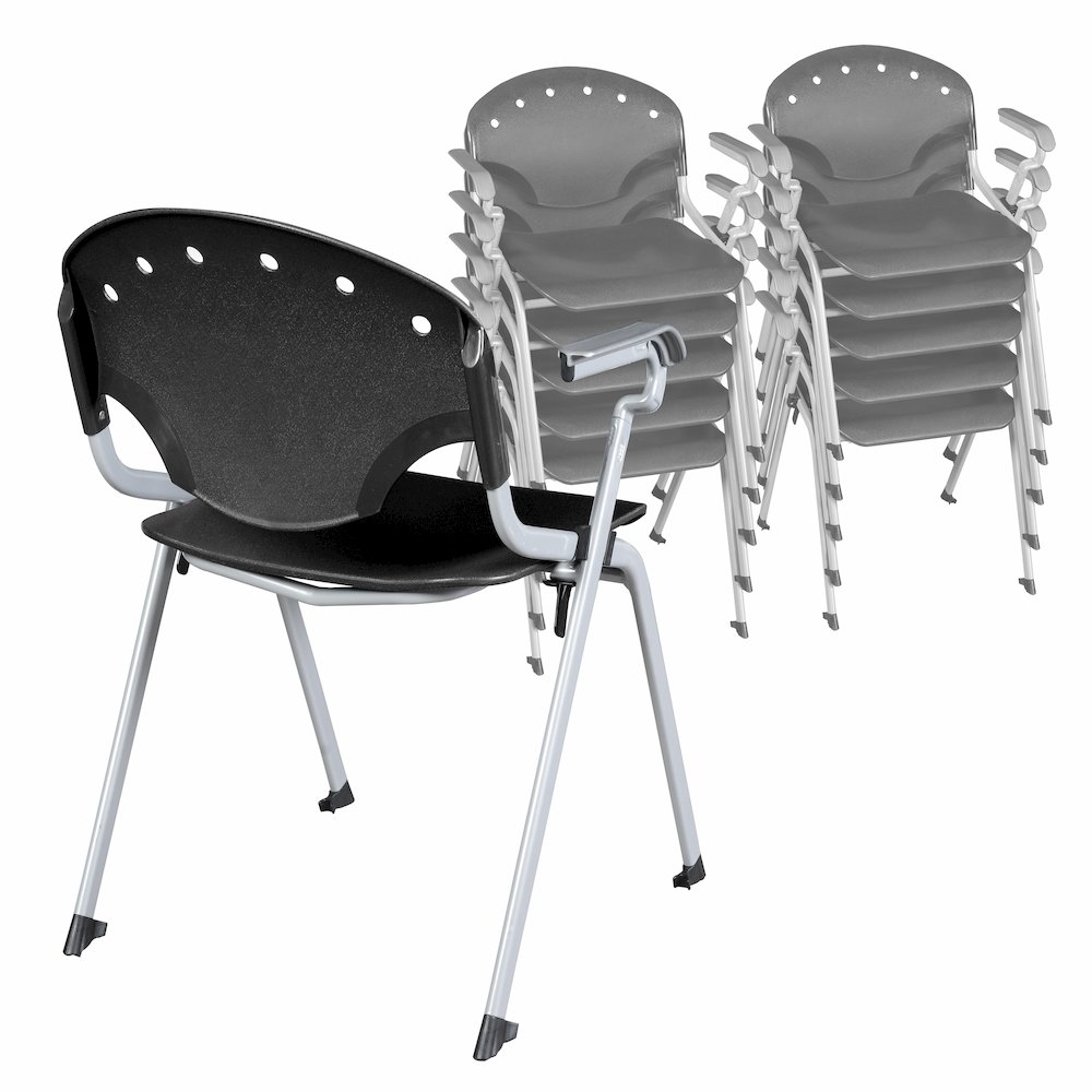 Rico Classroom Training Stack Chair with Arms - Black - 11 Pack. Picture 5