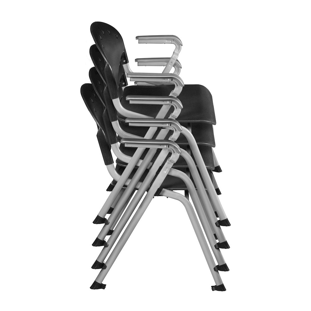 Rico Classroom Training Stack Chair with Arms - Black - 4 Pack. Picture 4