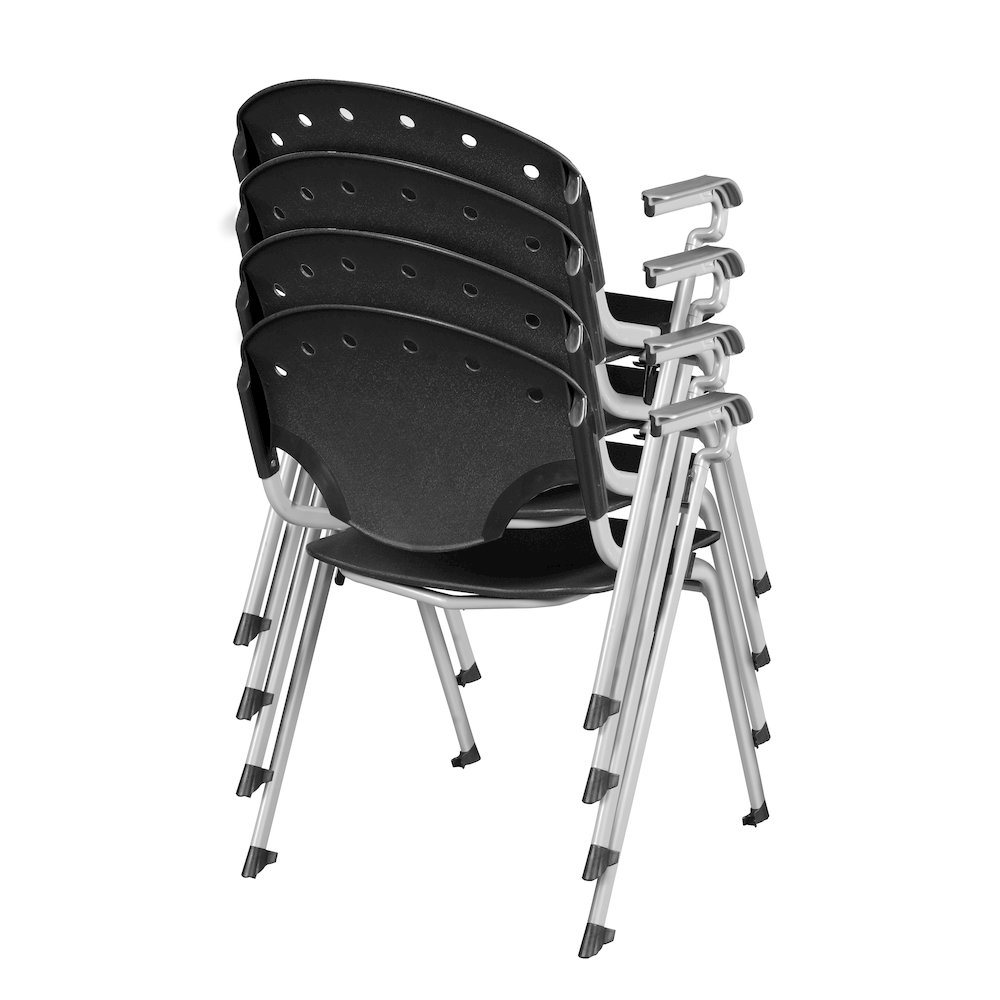 Rico Classroom Training Stack Chair with Arms - Black - 4 Pack. Picture 5