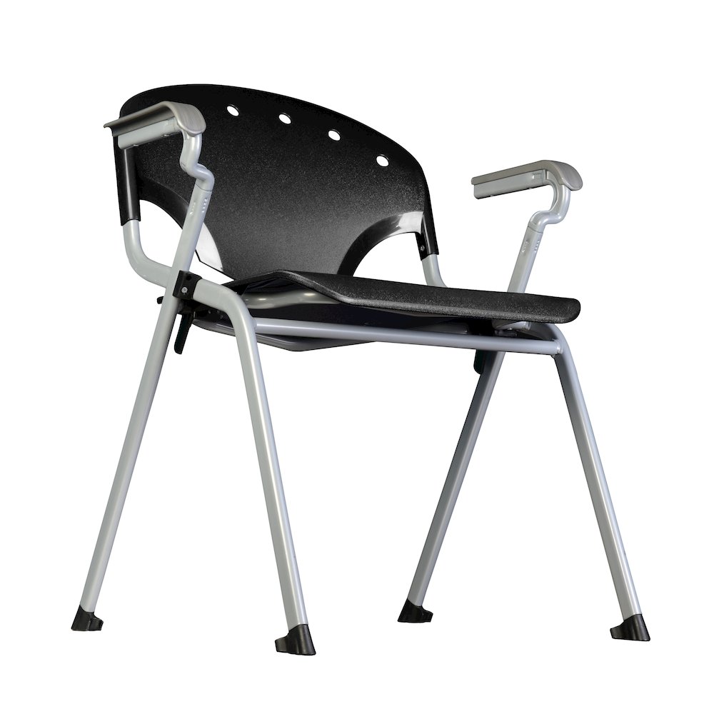 Rico Classroom Training Stack Chair with Arms - Black - 4 Pack. Picture 7