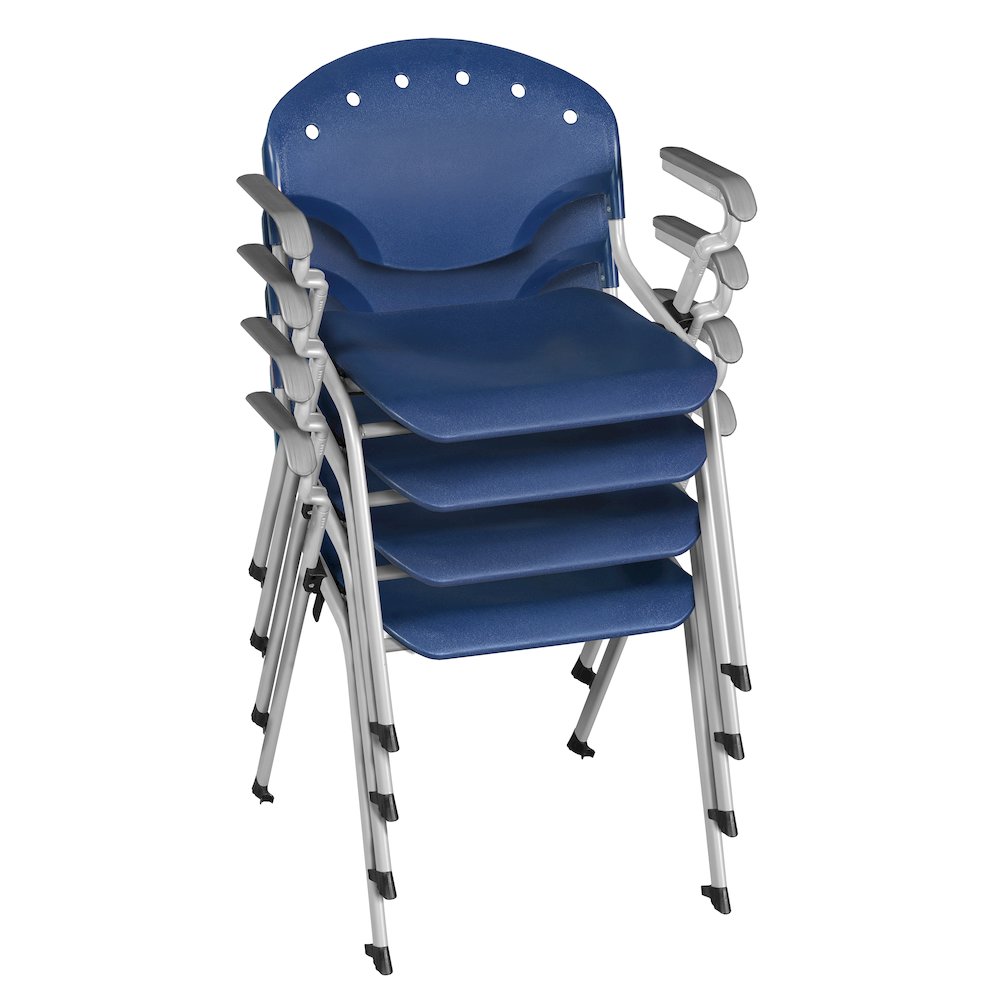 Rico Classroom Training Stack Chair with Arms - Navy Blue - 4 Pack. Picture 1