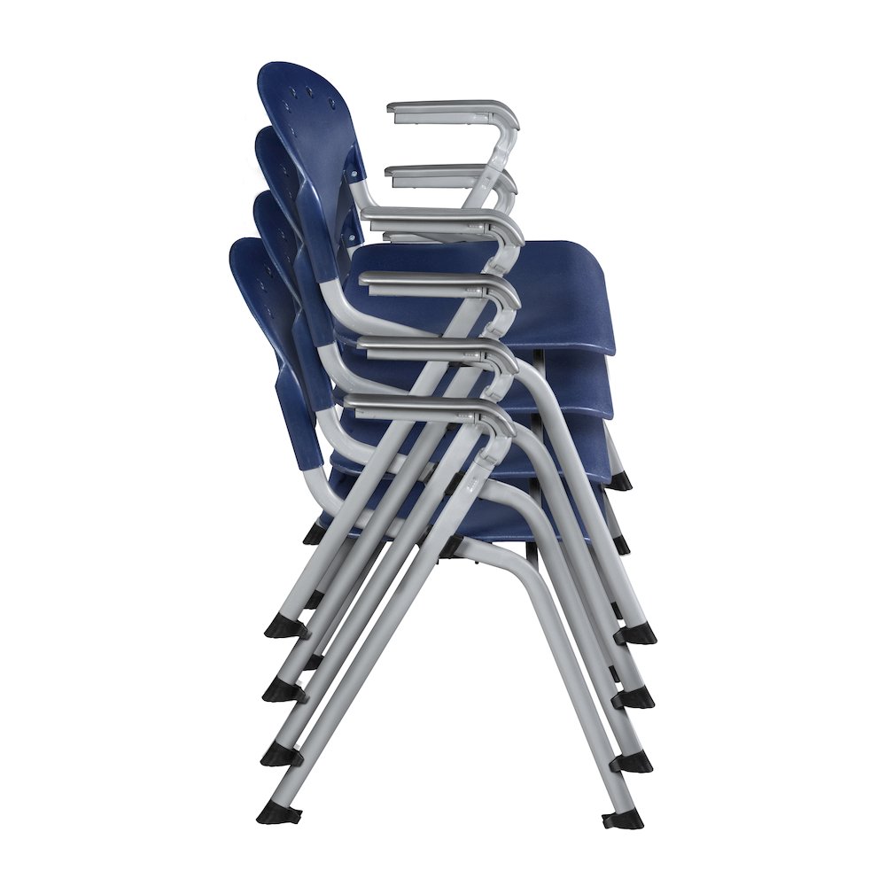 Rico Classroom Training Stack Chair with Arms - Navy Blue - 4 Pack. Picture 4