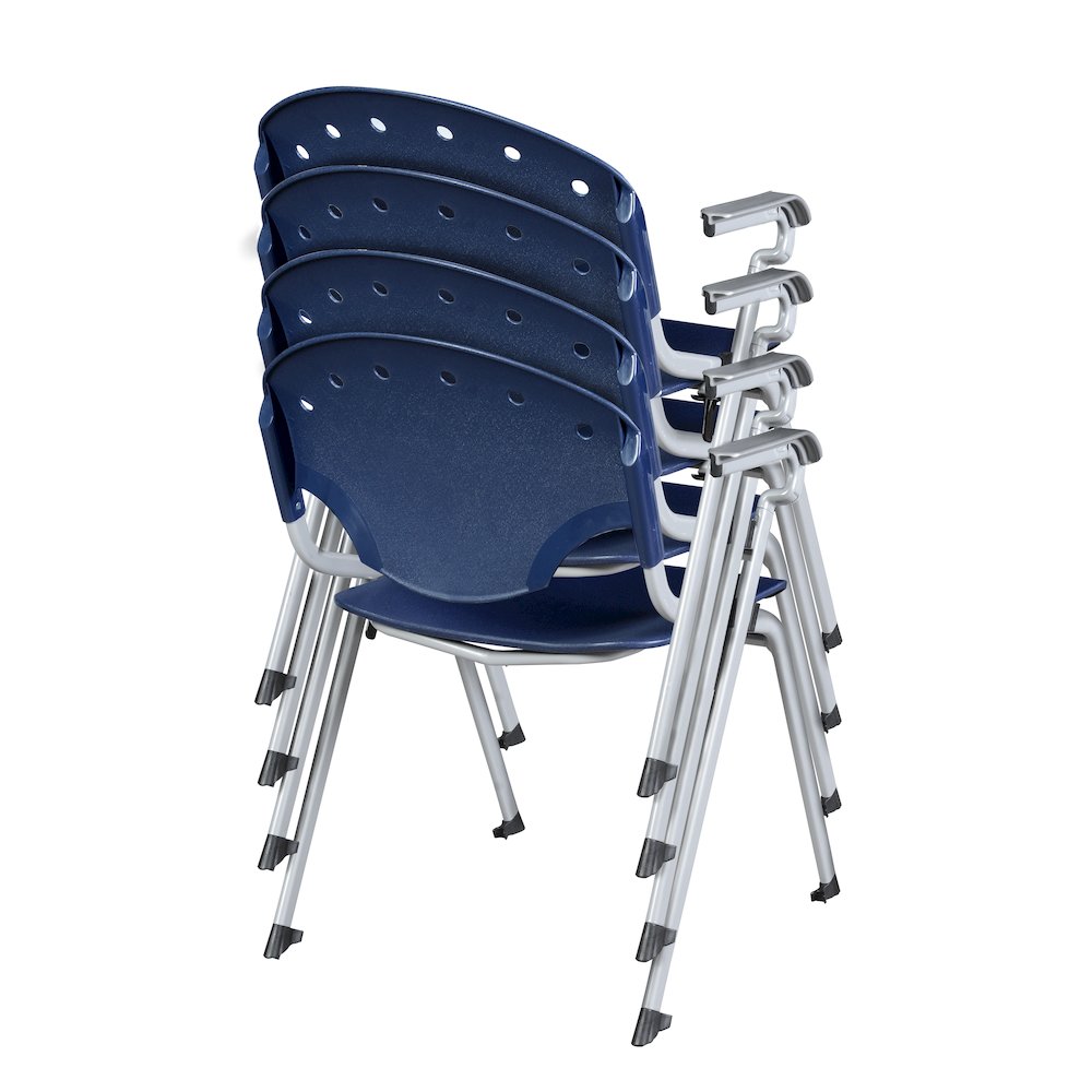 Rico Classroom Training Stack Chair with Arms - Navy Blue - 4 Pack. Picture 5