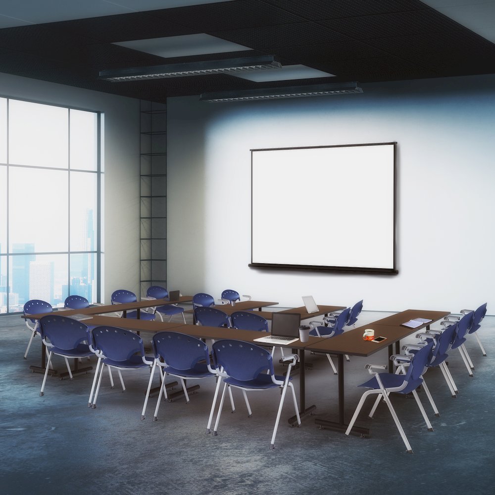 Rico Classroom Training Stack Chair with Arms - Navy Blue - 4 Pack. Picture 2