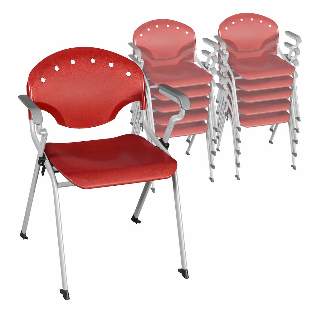 Rico Classroom Training Stack Chair with Arms - Red - 11 Pack. Picture 1