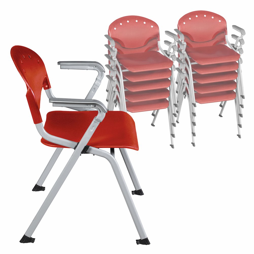 Rico Classroom Training Stack Chair with Arms - Red - 11 Pack. Picture 4