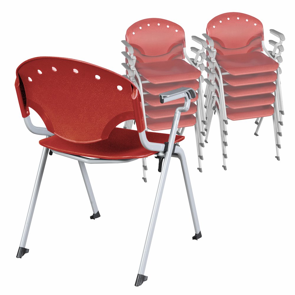 Rico Classroom Training Stack Chair with Arms - Red - 11 Pack. Picture 5