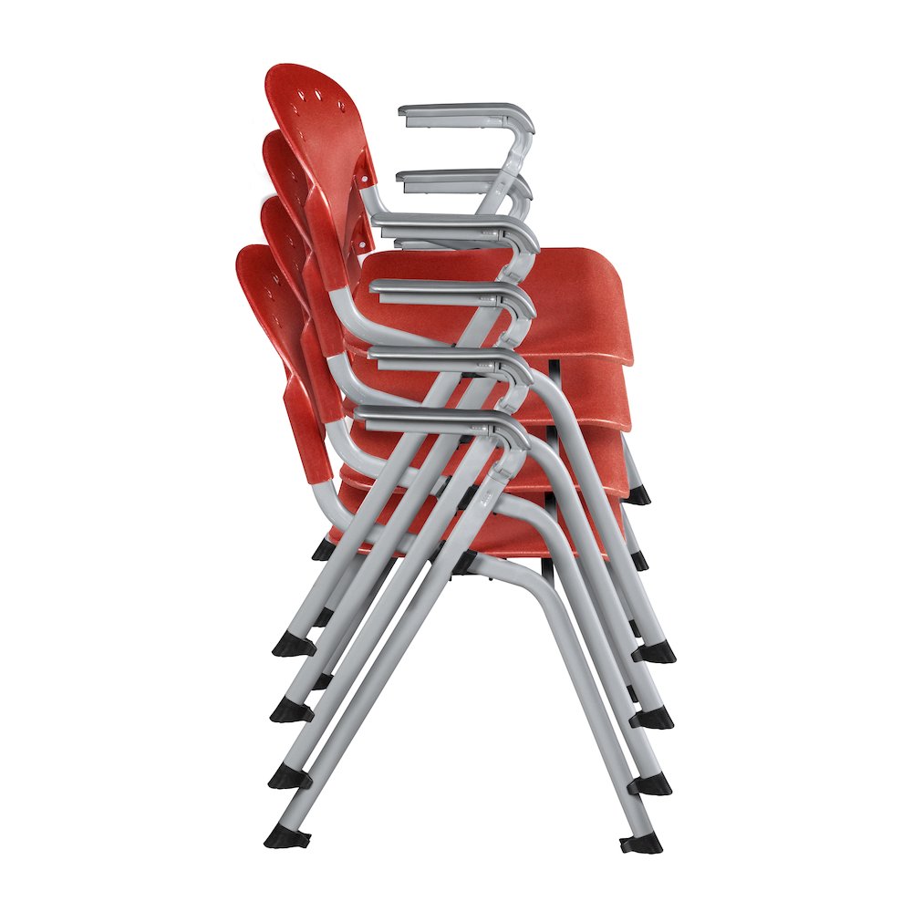 Rico Classroom Training Stack Chair with Arms - Red - 4 Pack. Picture 4