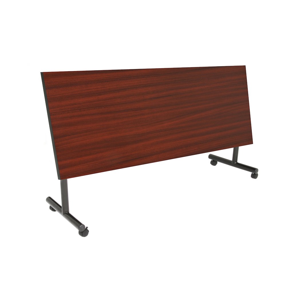 72 x 24 in. Flip-Top Privacy Nesting Table- Mahogany, 2 M Stack Chairs- Black. Picture 2