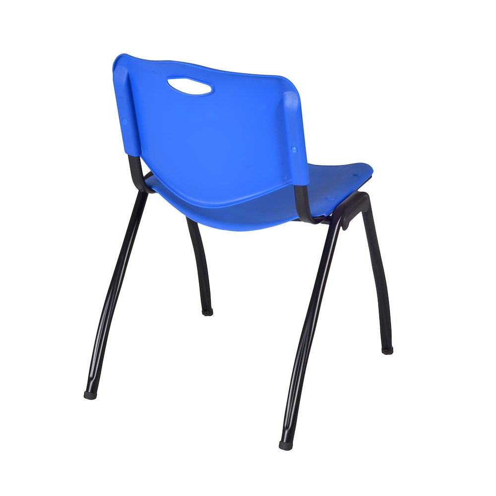 42 in. Round Breakroom Table- Mahogany Top, Chrome Base & 4 M Stack Chairs- Blue. Picture 5