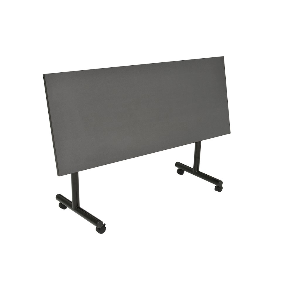 60 x 30 in. Flip-Top Privacy Nesting Table- Grey, 2 M Stack Chairs- Black. Picture 2