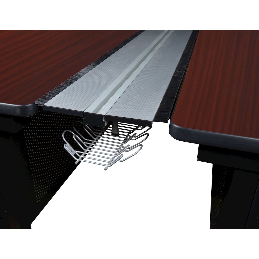 48 x 24 in. 2 Person Bench Workstation with Privacy Panel- Mahogany. Picture 2