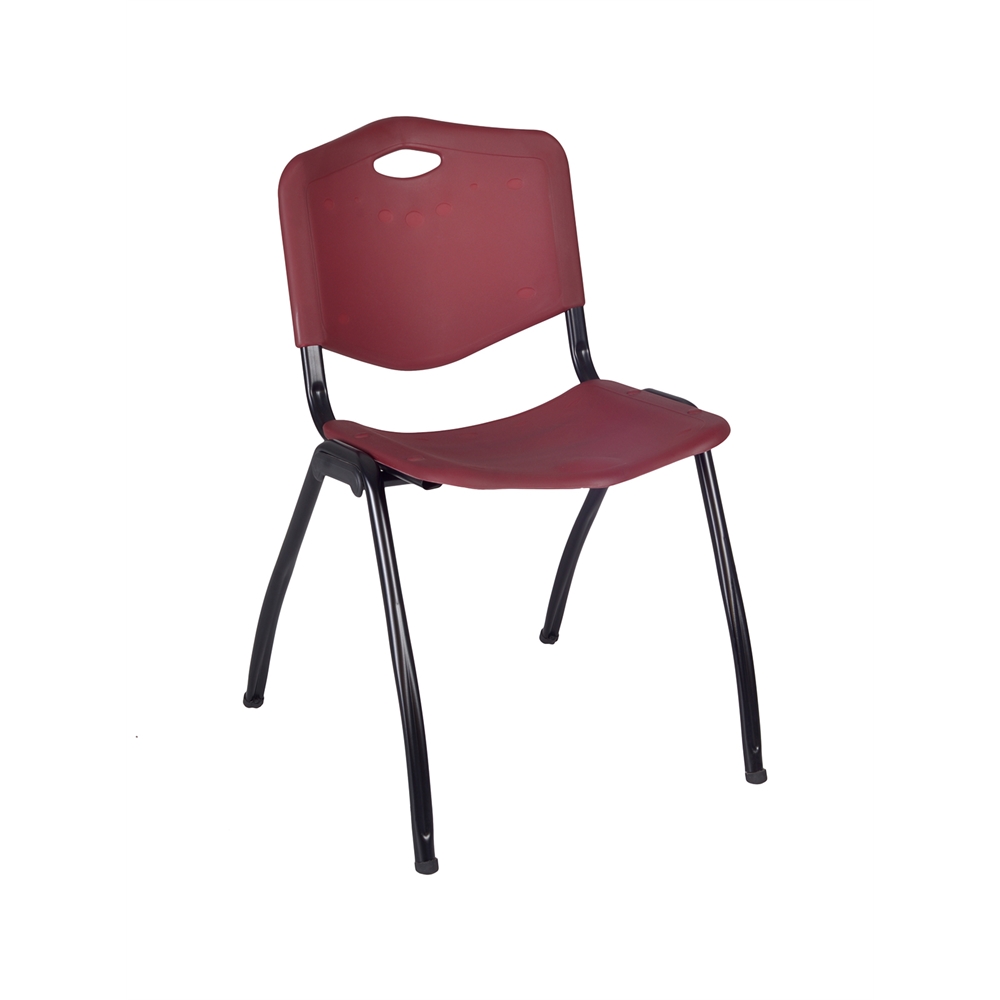 Kobe 42" Square Breakroom Table- Grey & 4 'M' Stack Chairs- Burgundy. Picture 5