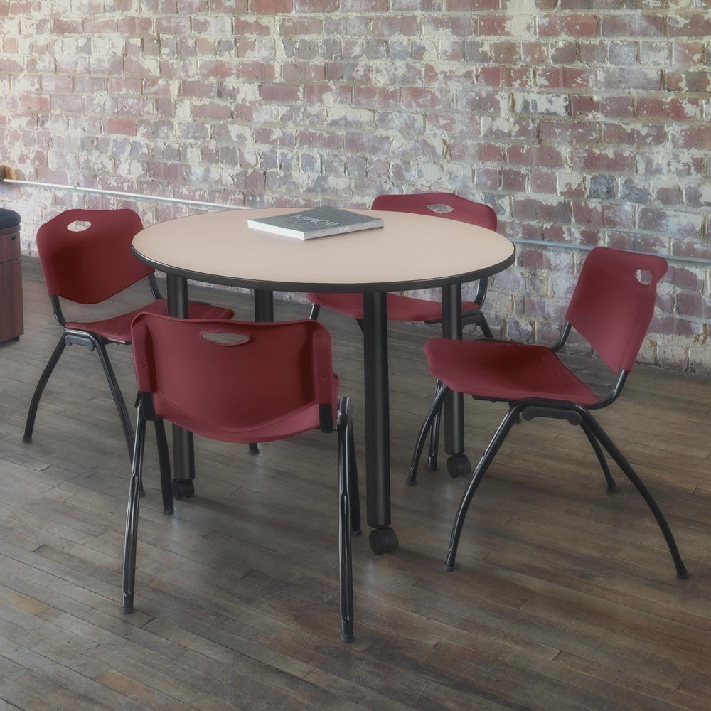 'M' Stack Chair (4 pack)- Burgundy. Picture 2