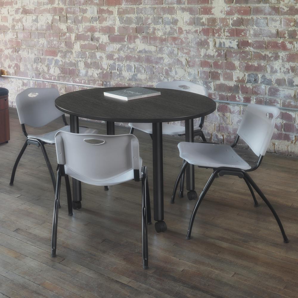 'M' Stack Chair (4 pack)- Grey. Picture 2