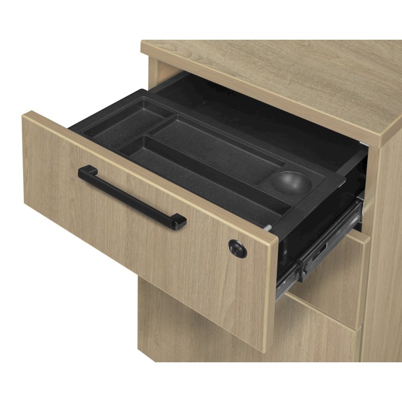 Regency Legacy 60 x 77 in. L Desk with Single Pedestal Drawer Unit- Noble Oak. Picture 8