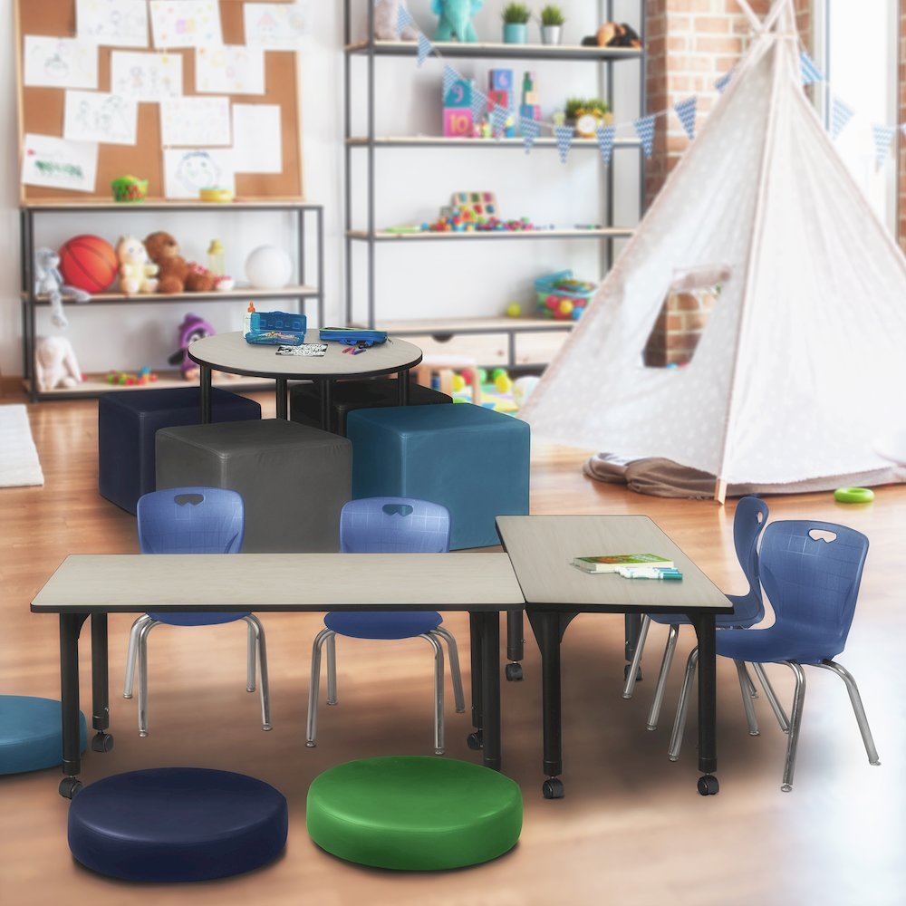 48x24 Mobile Adjustable Classroom Table- Maple & 2 Andy 12 Stack Chairs- Blue. Picture 7