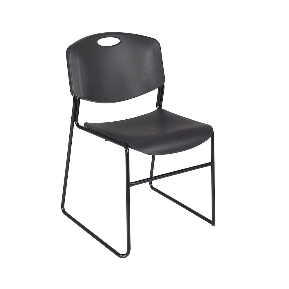 36 in. Round Adjustable Classroom Table- Grey & 4 Zeng Stack Chairs- Black. Picture 3
