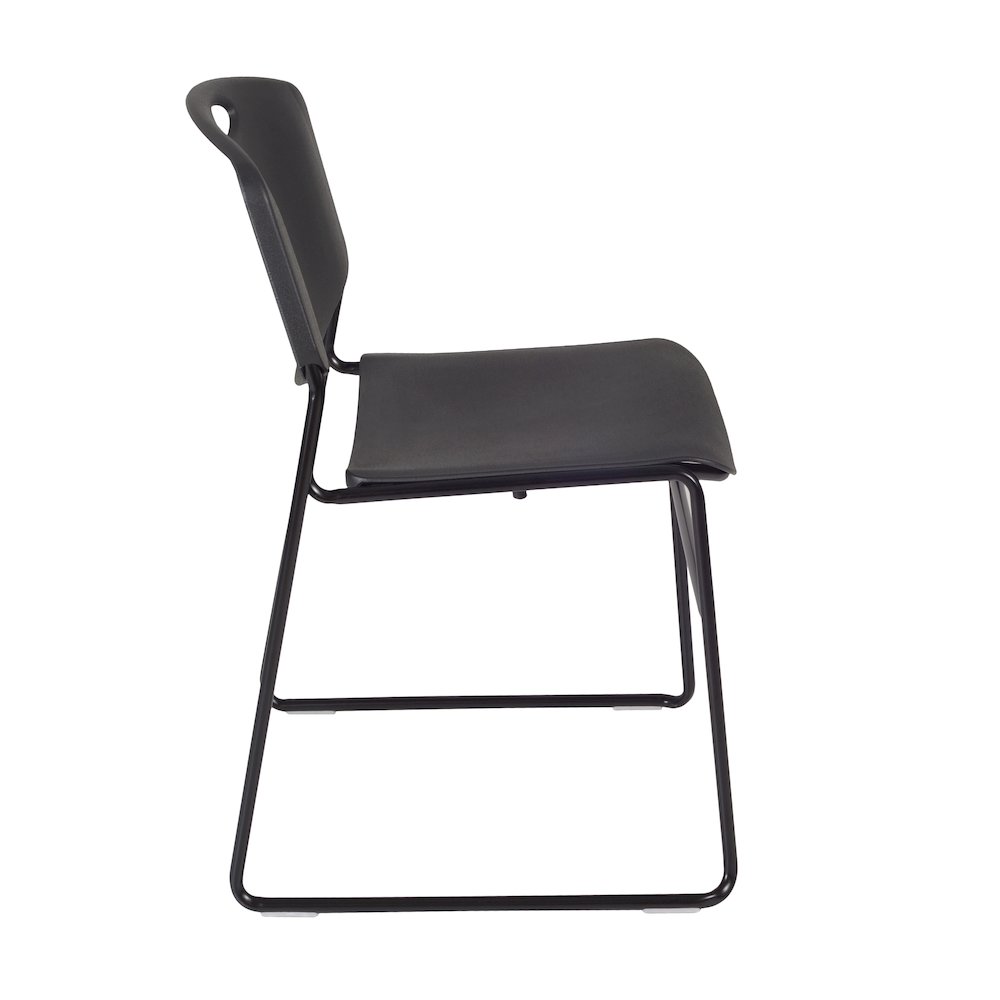 36 in. Round Adjustable Classroom Table- Grey & 4 Zeng Stack Chairs- Black. Picture 4