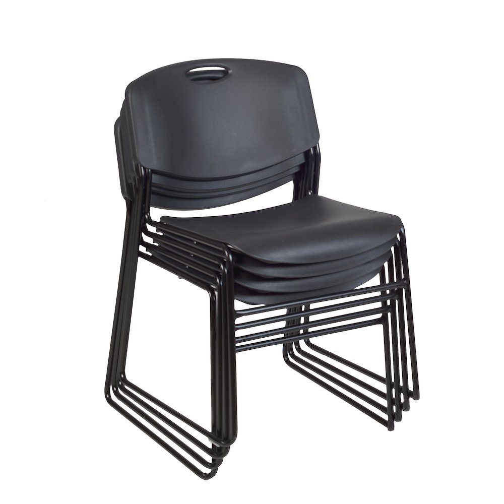 30 Square Breakroom Table- Mahogany Top, Black Legs, 4 Zeng Stack Chairs- Black. Picture 5