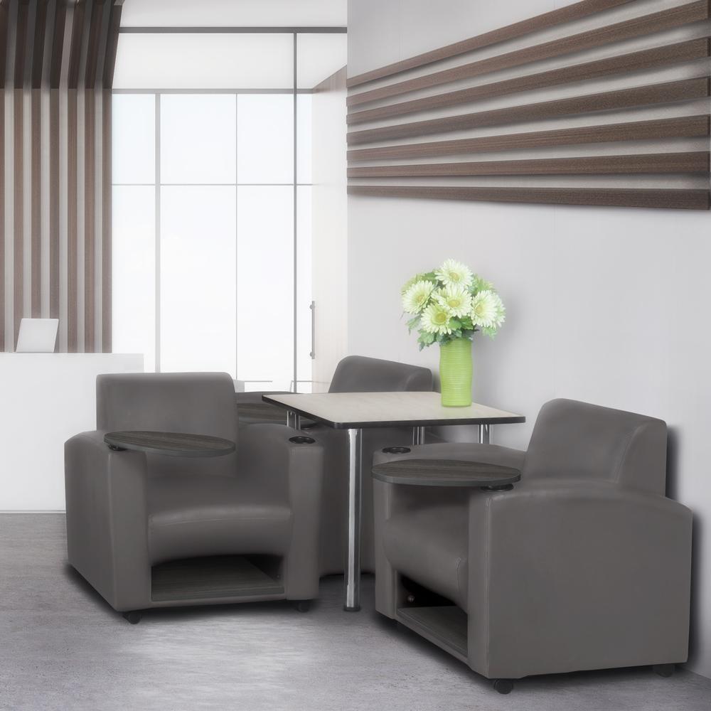 Nova Tablet Arm Chair w/ Storage- Grey/Ash Grey. Picture 6