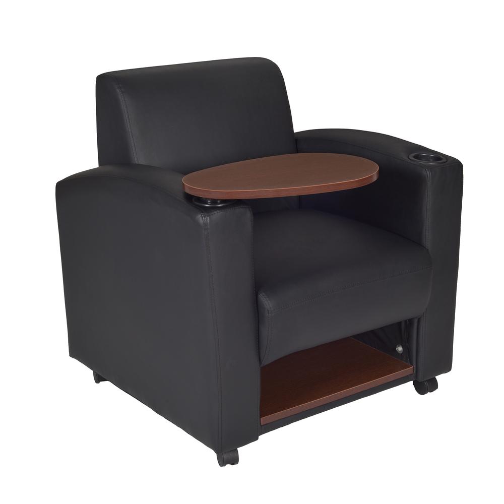 Nova Tablet Arm Chair- Black/Java. Picture 1