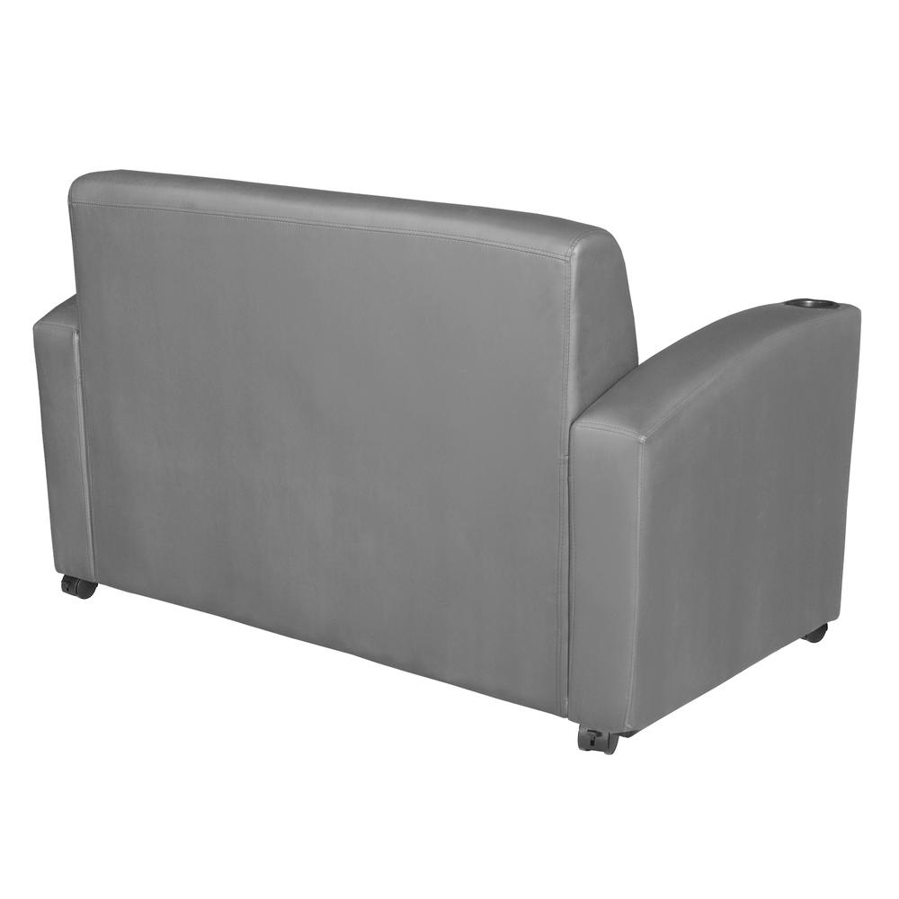 Supernova Tablet Arm Loveseat w/ Storage- Grey/Ash Grey. Picture 1
