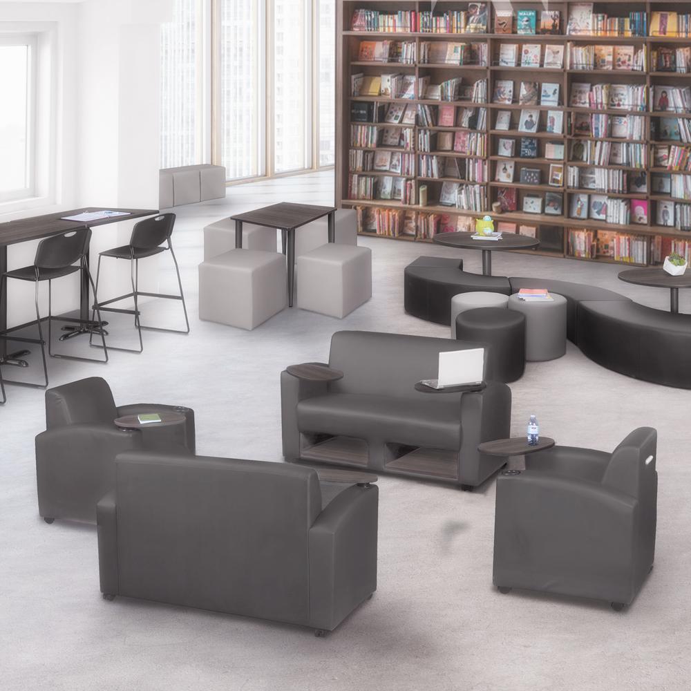 Supernova Tablet Arm Loveseat w/ Storage- Grey/Ash Grey. Picture 4
