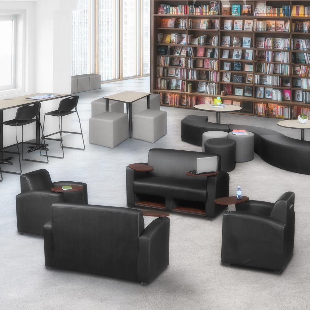 Supernova Tablet Arm Loveseat- Black/Java. Picture 2