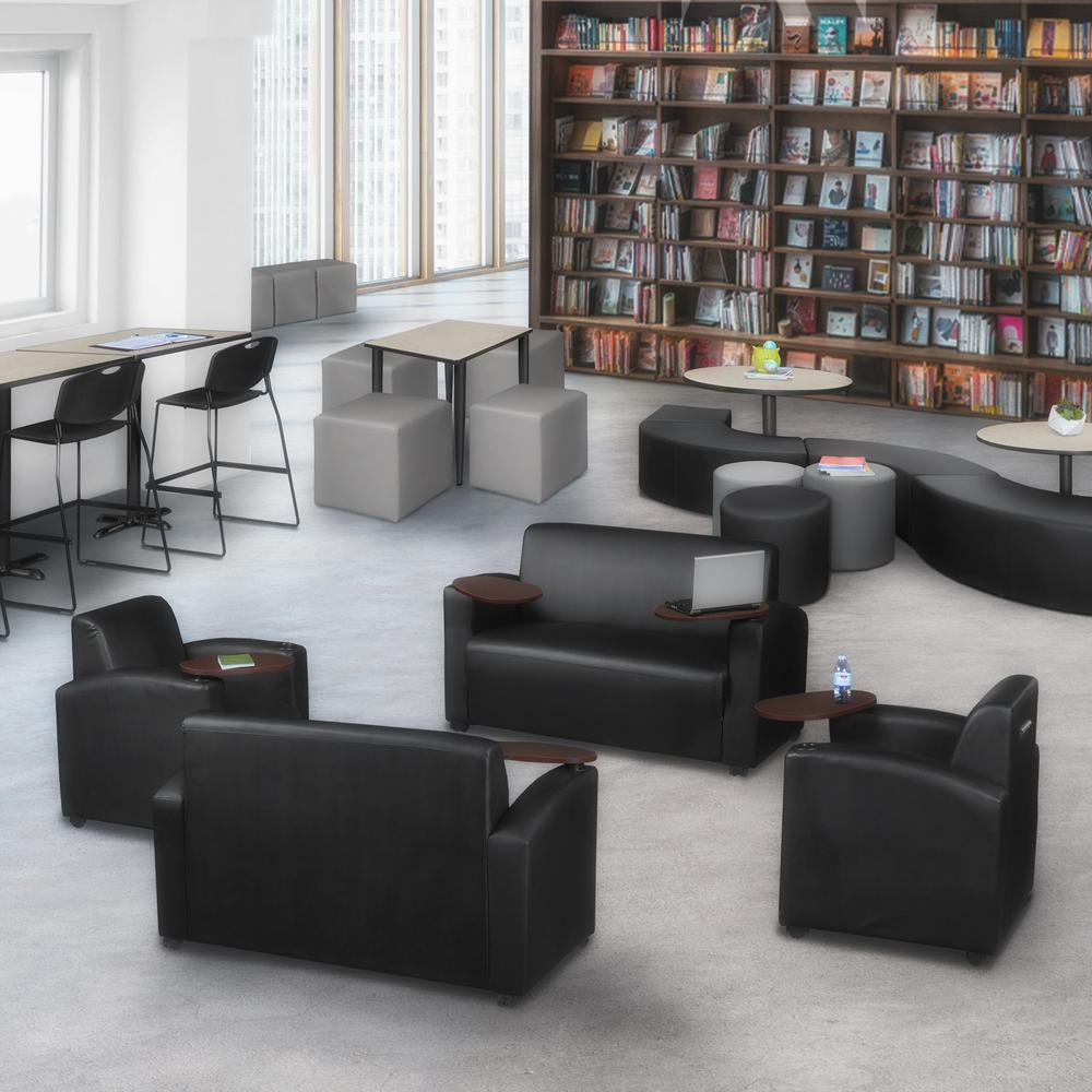 Supernova Tablet Arm Loveseat- Black/Java. Picture 4