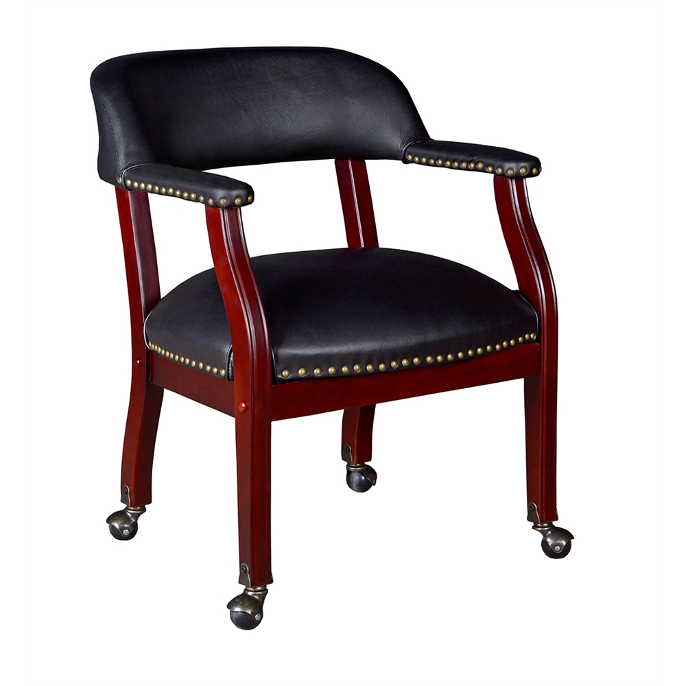 Ivy League Captain Chair with Casters- Black. Picture 1