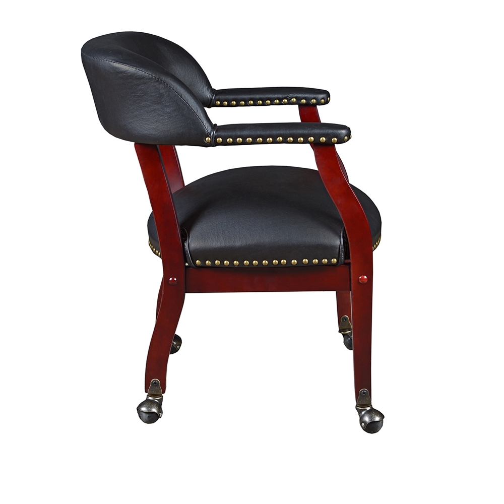 Ivy League Captain Chair with Casters- Black. Picture 4