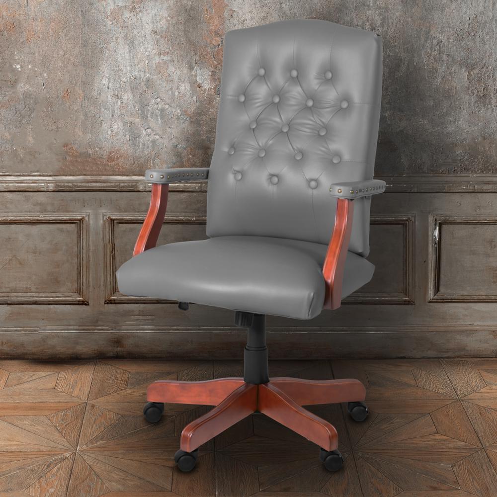 Regency Ivy League Clubhouse Dining or Meeting Swivel Chair- Grey/ Cherry. Picture 6