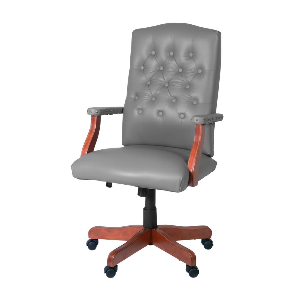 Regency Ivy League Clubhouse Dining or Meeting Swivel Chair- Grey/ Cherry. Picture 1