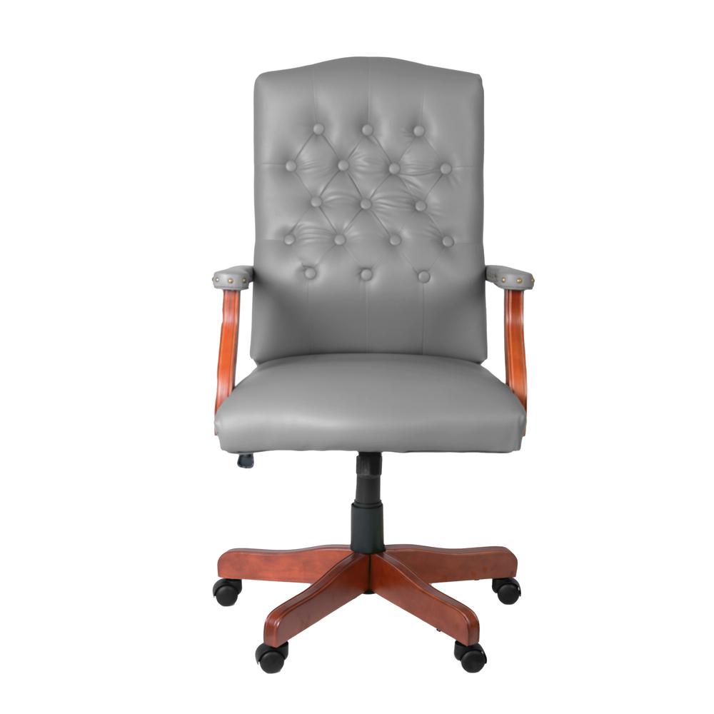 Regency Ivy League Clubhouse Dining or Meeting Swivel Chair- Grey/ Cherry. Picture 2