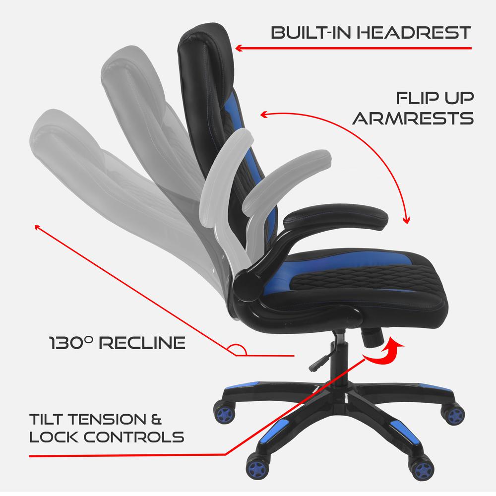 AON Archeus Ergonomic Gaming Chair - Black & Blue. Picture 6